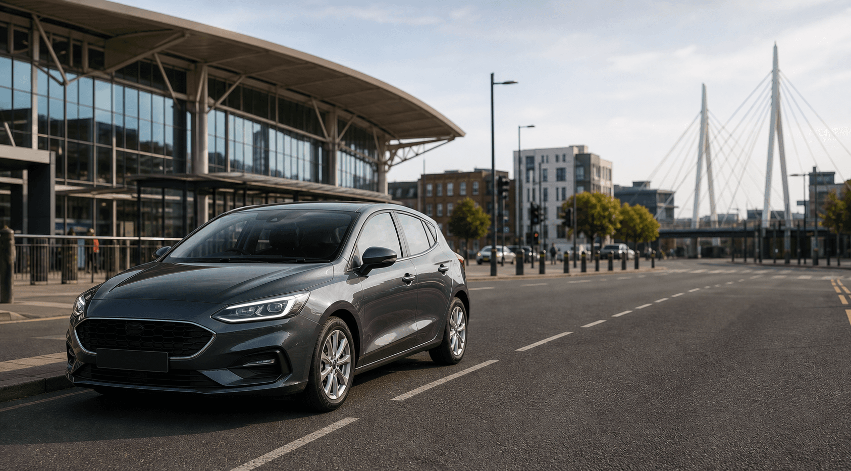 Compact hire car ready for practical travel around Caerphilly